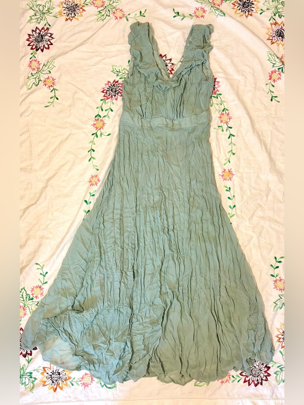 Whimsy Sage Vila Frill Dress